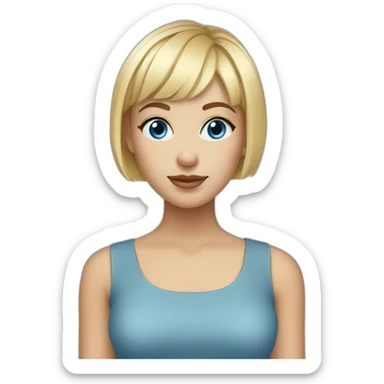 blonde girl with blue eyes and pixie bangs short hair sticker