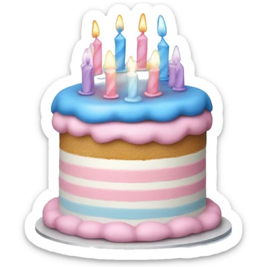 Blue pink and white birthday cake  sticker