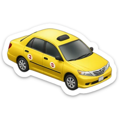 Japanese yellow sedan taxi  sticker