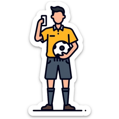 football referee with whistle and card, soccer official sticker