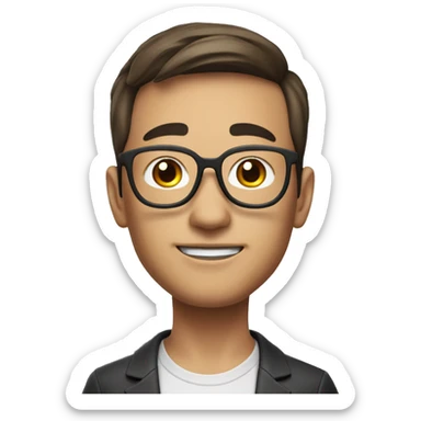 memoji, portrait, asian, glasses smart guy, 25 years old, ceo sticker