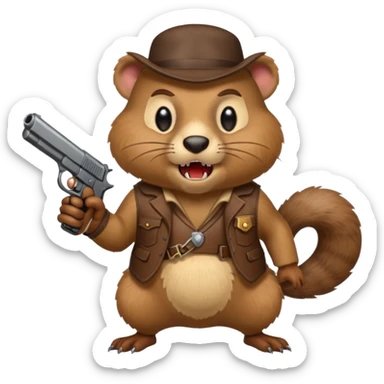 ANGRY gopher with gun sticker