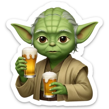 Yoda avec une bierre sticker