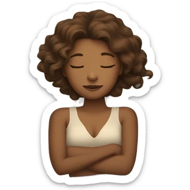 Girl with wavy brown hair sleep in the bed sticker