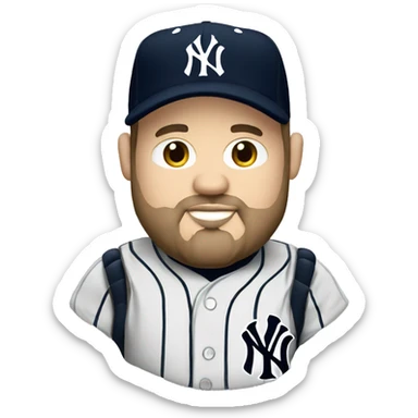 White chubby man with goatee with jersey of the New York Yankees  sticker