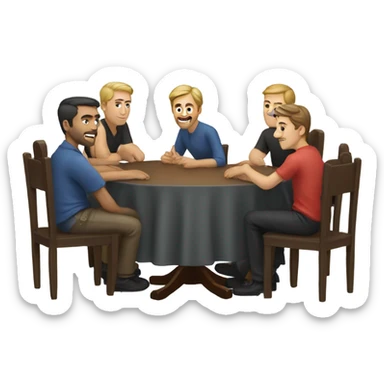 6 Caucasian men sitting at a round table sticker