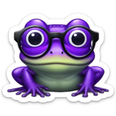 Purple frog with glasses sticker