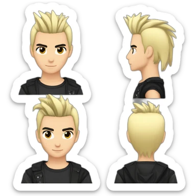Bill Kaulitz black hair down with blonde highlights emo sticker