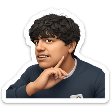 boy with black hair indoors sticker