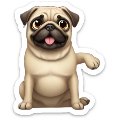 pug waving a big united states flag sticker