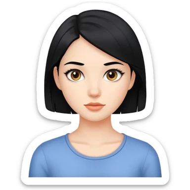 young woman with black hair, 25 years old sticker