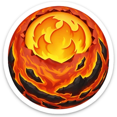 sphere planet, surface covered with lava fire sticker