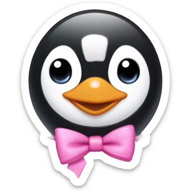 penguin with pink bows  sticker