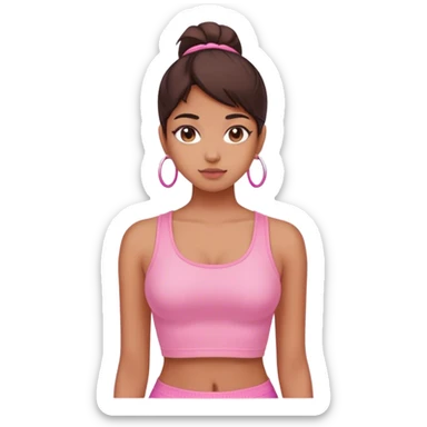 Girl wear a pink crop top sticker