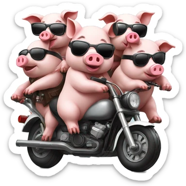 6 Pigs on motorbike, wearing sunglasses and a helmet sticker