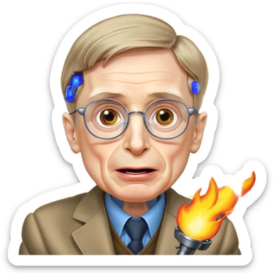 make an emoji of stephen hawking smoking weed, rolling his eyes like undertaker and spitting flames, with laser eyes  sticker