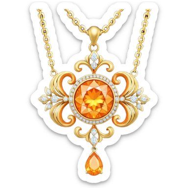 fantasy-magic-orange-necklace-diamonds sticker