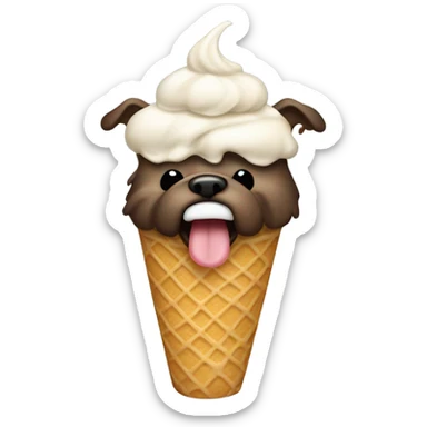 Dog pooping while eating ice cream sticker