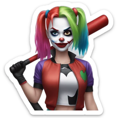 Harley Quinn with baseball bat and Joker sticker