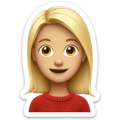smiling girl in red sweater sticker