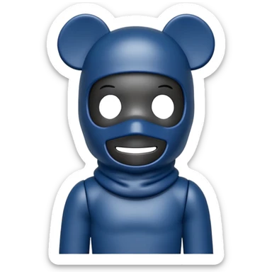 bearbrick figure with a dark blue balaclava mask, simple and elegant sticker
