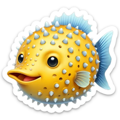 puffer fish, no eye, apple emoji style sticker