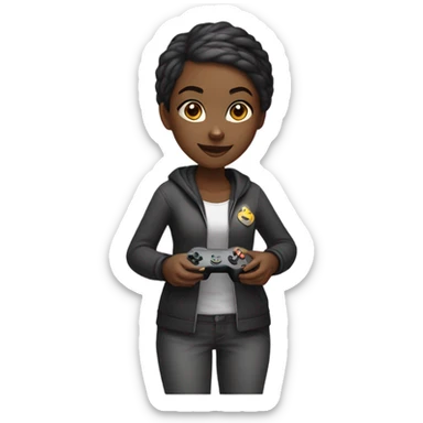 Black bald girl playing video games sticker