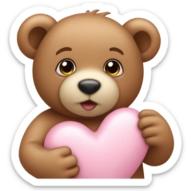 Baby pink heart with teddy bear sticker