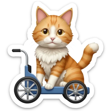 disabled orange tabby and white cat using cat wheelchair sticker