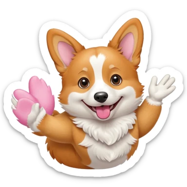 corgi waving hand sticker
