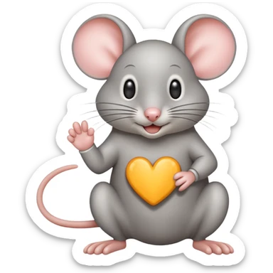A light gray mouse shows okay with its paw. sticker