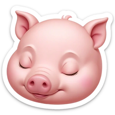 Meme-Worthy Cute Sleeping Piglet Portrait Emoji, Head resting peacefully with a contented smile, showcasing a delightfully tiny build and a luxuriously soft rosy-pink hide, eyes shut in a serene, restful nap, Simplified yet hilariously adorable features, highly detailed, glowing with a soft, drowsy light, high shine, relaxed and utterly lovable, stylized with an air of playful laziness, bright and heartwarming, soft glowing outline, capturing the essence of a comically sleepy piglet, so meme-worthy it feels like it could instantly become the next viral sensation of adorable slumber! sticker