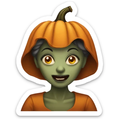 Scary pumpkin lady Halloween  sticker