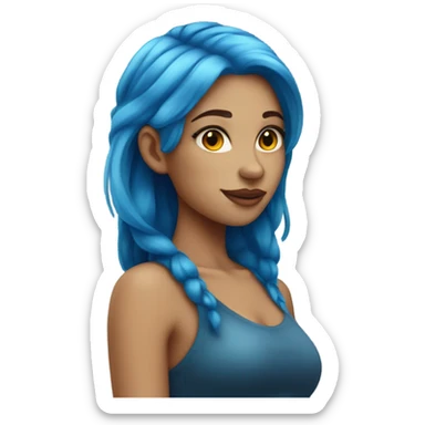 siren girl with blue hair sticker
