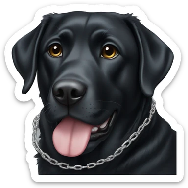 black lab with silver chain sticker