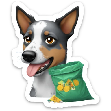 Blue heeler eating trash sticker