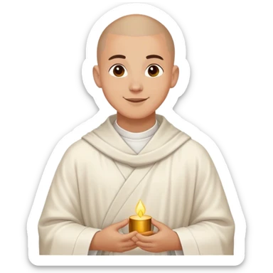 Happy young male Italian monk whit white robe sticker