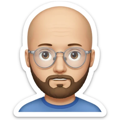 он лысый должен быть очень молодой парень лет 18 , очень тонкие очки, а так же борода sticker