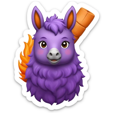 Genera un emoji de una berenjena y un melocotón en fuego sticker