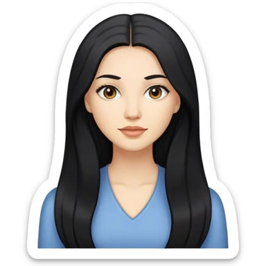 caucasian Beautiful Buxom black long hair back booty sfw sticker