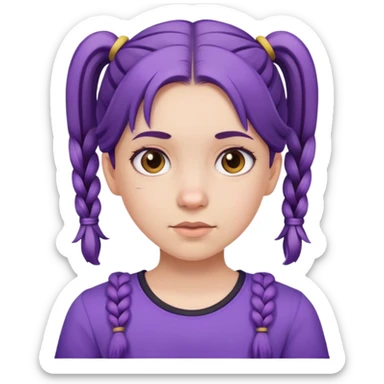 simple girl avatar with pigtails and purple shirt sticker
