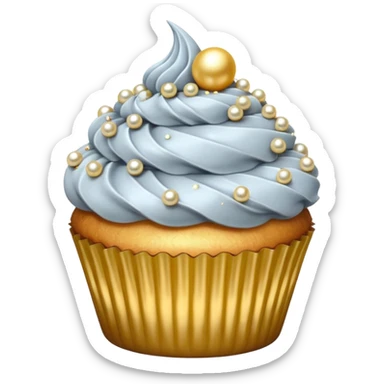 cupcake with silver frosting and gold pearls sticker