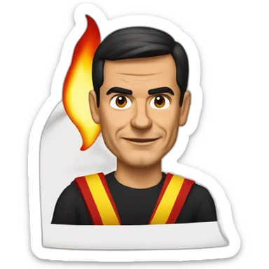 Pedro Sánchez with Spanish constitution and flames  sticker