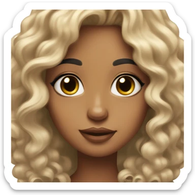 super light tan skin, black hair with loose curls, beauty mark on bottom chin sticker