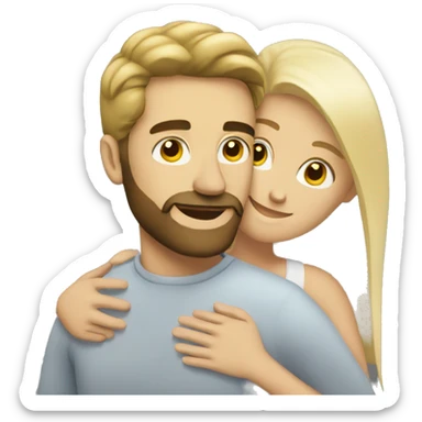blonde lady hugging brunette man with beard sticker