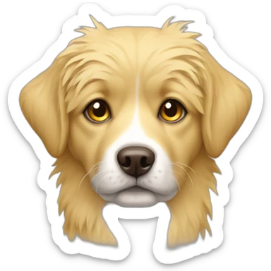 yellow messy fur mixed breed brown color eyes dog sticker