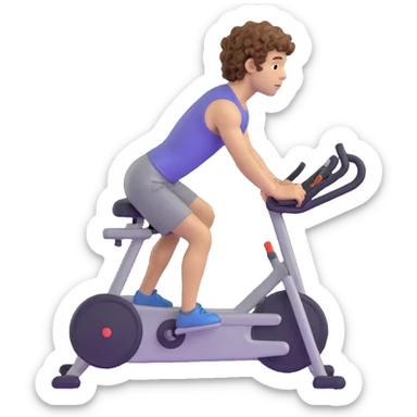 curly haired boy exercising at the gym sticker