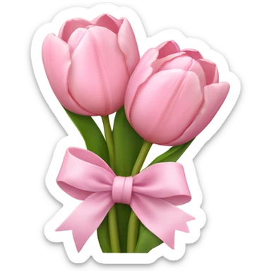 light pink tulip bouquet held together with a small light pink bow sticker