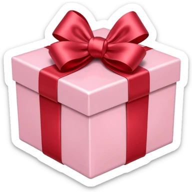 light pink gift box with red satin bow sticker