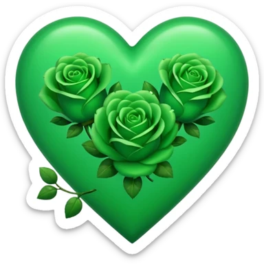 Green Heart with Little 3 green Roses  sticker